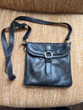 Cole Haan Black Pebbled Leather Messenger Crossbody